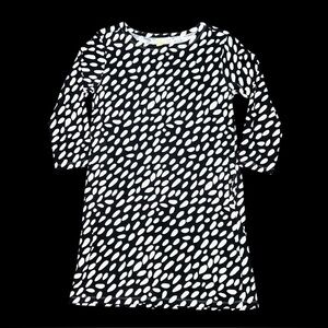 See Design Donna Gorman,Inc Black & White Cotton Knit Shift Dress Size M Pockets